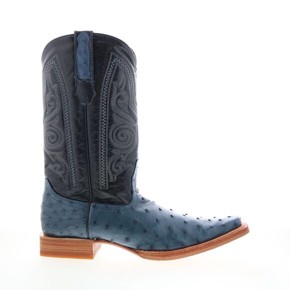 Los Altos Mens Versace Style Ostrich Blue Boots (NWT)